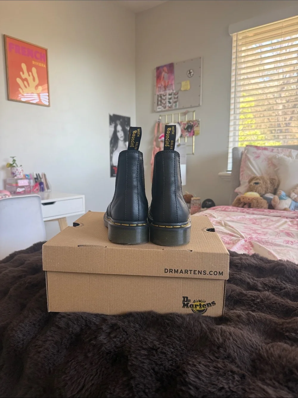 Dr. Martens Black Leather Chelsea Boots with Yellow Welt Stitching